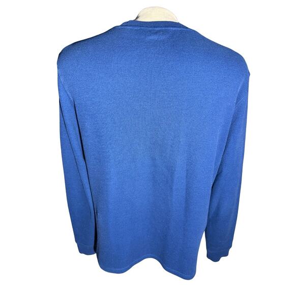 Original Penguin Waffle Knit Crewneck Sweatshirt Blue XL Long Sleeve Pullover - Picture 3 of 5